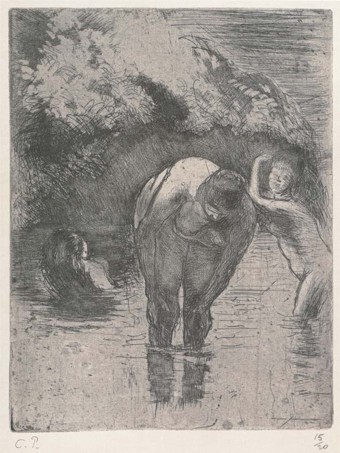 Three woman bathing